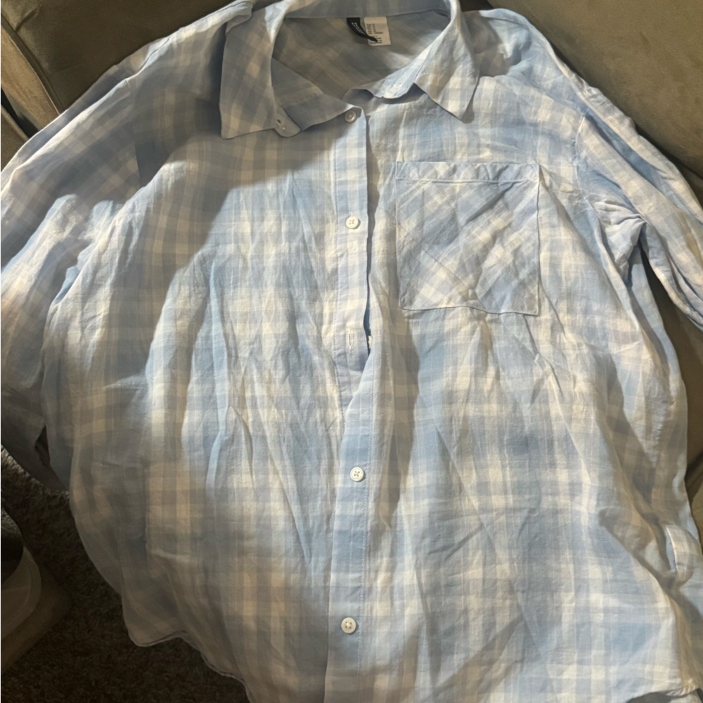 H&M Sky Blue Checkered Shirt